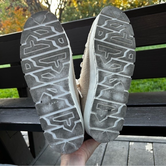 Zara natural ivory canvas lace up platform ankle sneakers - Picture 9 of 9